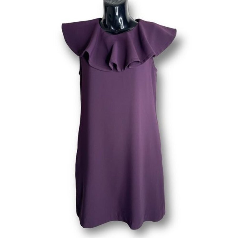 Amanda Uprichard XS Eggplant Purple Ruffle Collar Sleeveless Event Dress $295
